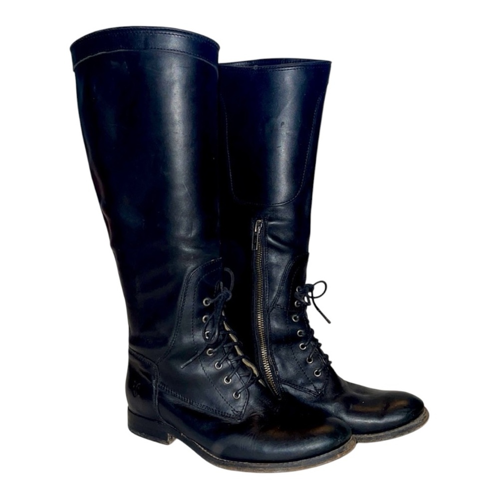 Frye Black Leather Lace Up Boots Size 6